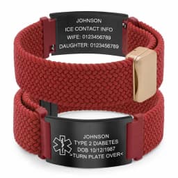 Personalized Medical Alert Bracelet Elastic Nylon Custom Engraved Tag Medical ID Bracelet Adjustable Keepsake Gift for Health