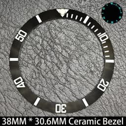 Sloping 38mm * 30.6mm Ceramic/Aluminum Blue Luminous Bezel GMT and Diving Watch Insert Fit for 40mm Watch Case Replacement Watch