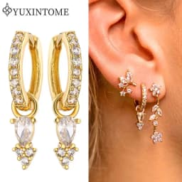 925 Sterling Silver Ear Needle Crystal Zircon Tassel Pendant Hoop Earrings Retro Small Fragrance Style High Jewelry Women Gifts