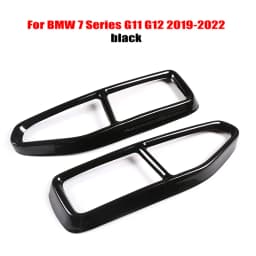 2Pcs Glossy Black Steel Car Exhaust Muffler Pipe Tip Cover Trim For BMW 7 Series F01 G11 G12 730 740 750li 2009-2022 Accessories