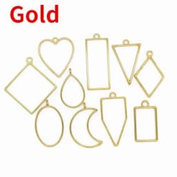 10 Pcs/Set Geometric Metal Pendant Frame Set DIY Pendant Making Epoxy UV Crystal Mold for Jewelry Necklaces