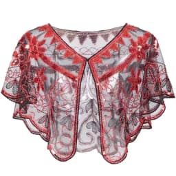 1920s Sequin Flapper Shawl Vintage Thin Breathable Shiny Cape Elegant Style Outside Short Cloak For Women Banquet