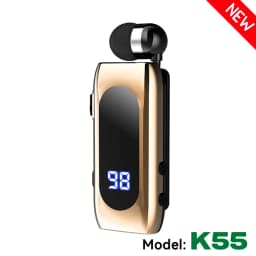 New Lavalier Business Bluetooth Headphone Talk/Music Time 20 Hours,LED Digital Display,Noice Cancelling Wireless Earphone