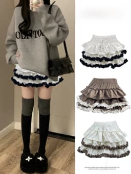 Ballet Style Pumpkin Puff Short Skirt Half-length Flared Skirt with Inner High Waist Elastic Polyester Fiber for Dance...