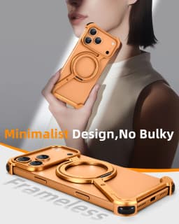 Oatsbasf Phone Case for iPhone 17 Pro/Pro Max/17/Air with 360° Rotatable Stand Metal Frameless Magsafe Protective Shockproof