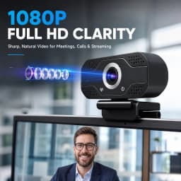 2026 1080P Webcam with Microphone, USB Computer Camera for Online Class Video Calls, Zoom, Teams, Streaming