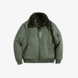 Maden Men's Vintage B-15 Bomber Jacket Green Khaki Faux Rabbit Fur Collar Thick Padded Winter Coat Warm Windproof Zipper Parka