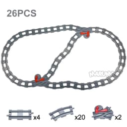 Marumine MOC Block Train Straight Curved Track Crossover Parts Railway Switch Big Size Building Bricks City View Accessories