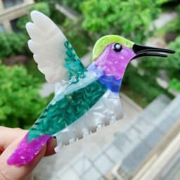 Novelty Bird & Hedgehog Acetate Hair Claw Clips, Whimsical Hummingbird Parrot Shark Clips for Women Girls