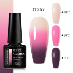 MEET ACROSS 7ml Glitter Sequins Thermal Gel Nail Polish 3 Layers Temperature Color Changing Semi Permanent UV Gel Varnish Nails