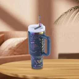 40oz Vacuum Insulated Car Mug Thermal Coffee Car Cup with Straw Stainless Steel Vacuum Insulated Tumbler for Sports Outdoor Tour