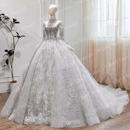 Customized NEW Luxury Square Neck Full Lace Long Sleeve Princess Wedding Dress Decal Bridal Ball Dress Real Dubai Wedding Dress