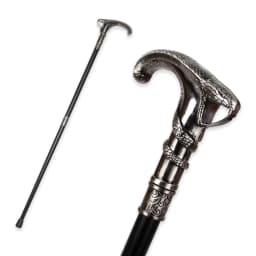 Vintage Silver Coiled Cobra Handle Walking Cane Detachable Walking Stick Cosplay Party Prop for Men And Women