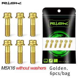 6pcs/bag RISK Bike Stem Bolts Bicycle Handlebar Fixing Screws Titanium Alloy M5x16 M5x18 M5X20 Hex Socket Head