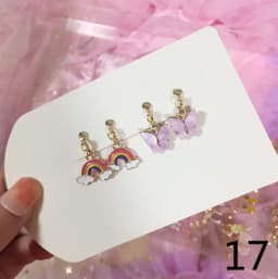 2 Pairs/Set 2 Pairs/Set New Arrivals Cute White Cats Butterfly Clip on Earrings for Kids Girls Earrings Jewelry No Pierced Child