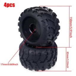 4PCS 17mm Hex 1/8 RC Monster Truck Wheel Tyre Hub Rim Rubber Tire FOR RC Car Redcat HPI Kyosho Hobao Hongnor Team Losi GM DHK