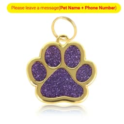 Personalized Collar Pet ID Tag Custom Free Engraved Cat Dog Puppy Name Necklace Gold Paw Glitter Pendant Pet Accessories 3CM