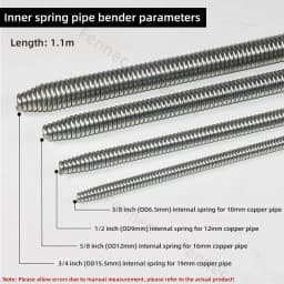 Internal Copper Pipe Bending Spring for Air Condition Steel Manual Pipeline Spring Tube Bending Tool 3/4/5/6 Points 10-19mm