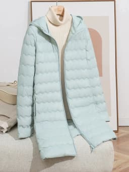 Schinteon Women's Lightweight 90% White Duck down Long Jacket with Hood Casual Autumn Winter High Qaulity Outwear Coat 2026 New