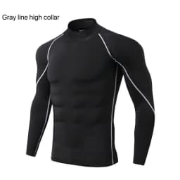Men's Workout Compression Shirt Quick Dry Running T-shirt Turtleneck Long Sleeve Rash Guard Gym Base Layer Athletic Undershirt