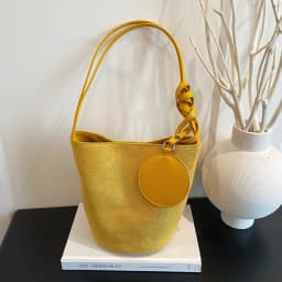 Fashion Solid Color Suede Bucket Bags Large Capacity Buckle Underarm Bag Shoulder Bag Women