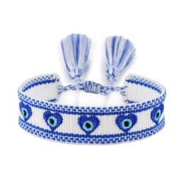 Fashion Woven Bracelets Stackable Evil Eyes Embroidered Tassel Bracelets Everyday Style
