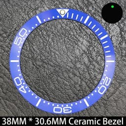 Sloping 38mm * 30.6mm Ceramic/Aluminum Blue Luminous Bezel GMT and Diving Watch Insert Fit for 40mm Watch Case Replacement Watch