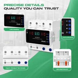 CG LED Display Automatic Transfer Switch 63A 110V Adjustable 2P Dual Power ATS DIN Rail Mount Over Voltage Current Protector