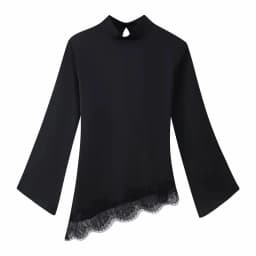 Women Casual Lace Patchwork Hem Lace-up Tops Women's Slim Waist-cinching Blouse New Ladies Spring Solid Elegant Blouses 
