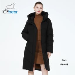 ICEbear 2023 winter quilted coat new long womens cotton jacket warm casual hooded parka GWD3716I
