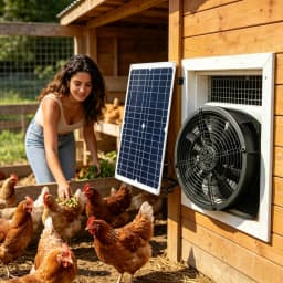 Portable Solar Powered Exhaust Fan Kit Weatherproof Ventilation Fan for Greenhouse Dog House RV Chicken Coop Shed Outdoor Use