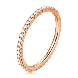BAMOER 925 Sterling Silver Full Paved Simulated Diamond Stackable Rings, Women Gold Plated Engagement Eternity Bands Colored CZ