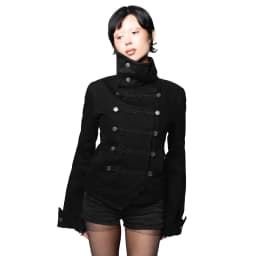 Y2k Retro Napoleon Jacket Men Women Gothic Rope Embroidery Jacket High Street Subculture Streetwear Unisex Canvas Cotton Coat
