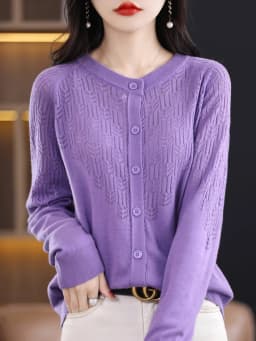 Spring Autumn Women Wool Blend Sweater O-neck Hollow Out Cardigan New Fashion Casual Knitted Slim Soft Jacket Bottoming Tops