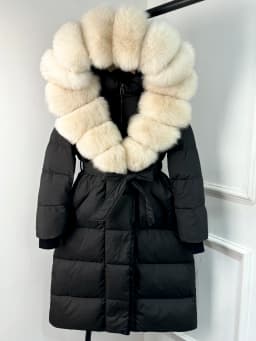 Lagabogy 2025 New Winter Warm White Duck Down Jacket Women Long Hooded Puffer Jacket Women Real Fox Fur Coat Female Warm Coat