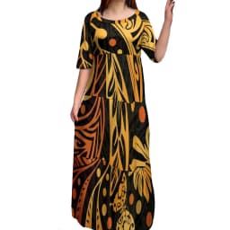 High Quality Custom Tie Dye Polynesian Tribal Design Dresses Women Lady Elegant Multi Tiered Dress Women Clothing 8XL