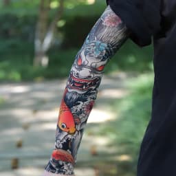 Ultra thin seamle Tattoo Flower Arm For Men Women Cool Travel Cycling Elastic Scratch Resistant Sunscreen Arm Sleeves Accessorie