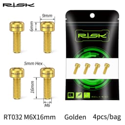 RISK 4PCS M6x16/18/20mm Bicycle Disc Brake Fixed Bolts with Washer Titanium Mountain Bike Brake Caliper Clamp