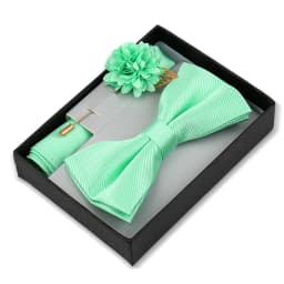 Bowtie Man Flower Brooch Set With Box Pocket Square Butterfly Lapel Pin Bow Tie Set For Men Wedding Suit Accessories Gift Cravat