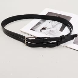 [EAM] Pu Leather Black Double Layers Long Wide Belt Personality Women New Fashion Tide All-match Spring Autumn 2026 1DH8721