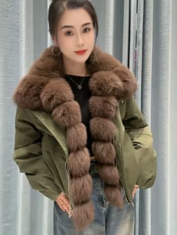 OFTBUY Goose Down Jacket with Natural Fur for Female Warm Casual Winter Puffer Coat with Fur Collar Zipper Women's Down Parkas