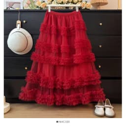 Women's Ruffle Trim Mesh Tutu Skirt, Tiered Layered A-Line Flared Skirt, High Waist Soft Tulle Puffy Skirt, Spring Summer