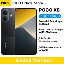 Global Version POCO X8 5G Smartphone 8340mAh battery 67W HyperCharge Snapdragon 6s Gen 4 50MP 6.83" 1.5K Display