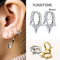 Pave Micro Crystal North Star Hoop Earrings Punk 925 Sterling Silver Ear Needle Twist Gold Earrings For Women Minimalist Jewelry
