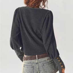 Women Autumn Winter Waffle Knit Sweatshirt Solid Long Sleeve Button Cuff Cropped Top Vintage Loose Casual Warm Pullover Blouse