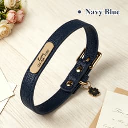 Luxury & Soft Leather Personalized Dog Collar and Pendant Pet Puppy Cat ID Nameplate Engraved for Small Medium Dogs