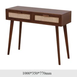 Nordic Solid Wood Dressing Table Bedroom Rattan Jewelry Cabinet Multi-functional Computer Desk, Double Draw Design, Makeup Table