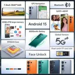 K-Touch C26 Ultra Mobile Phones Smartphone Android 15 Cell Phone 5G Dual Sim 7.3 HD 22GB 2TB 8000mAh Face Unlock 16+48MP Camera Global Version Cellphones For Men Women