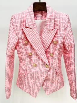 HIGH STREET Newest 2026 Designer Jacket Women's Double Breasted Lion Buttons Geometrical Jacquard Blazer