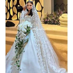 Customized Charming Square Collar Flowers White Wedding Dress 2026 Ball Gown Floor Length Sweep Train Stain Zipper Bridal Gown